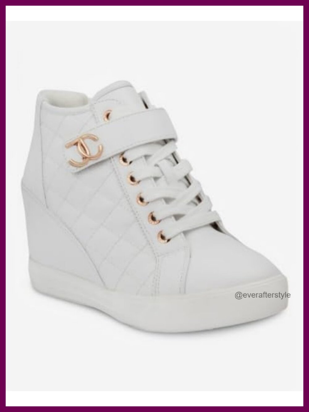 Juicy Couture Journey Quilted High-Top Wedge Platform Sneakers Faux Leather